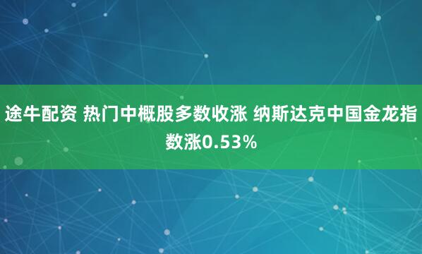途牛配资 热门中概股多数收涨 纳斯达克中国金龙指数涨0.53%