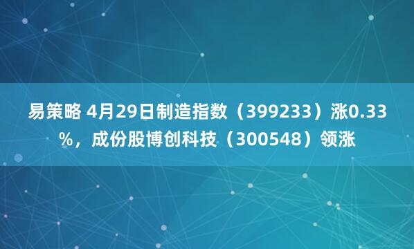 易策略 4月29日制造指数（399233）涨0.33%，成份股博创科技（300548）领涨